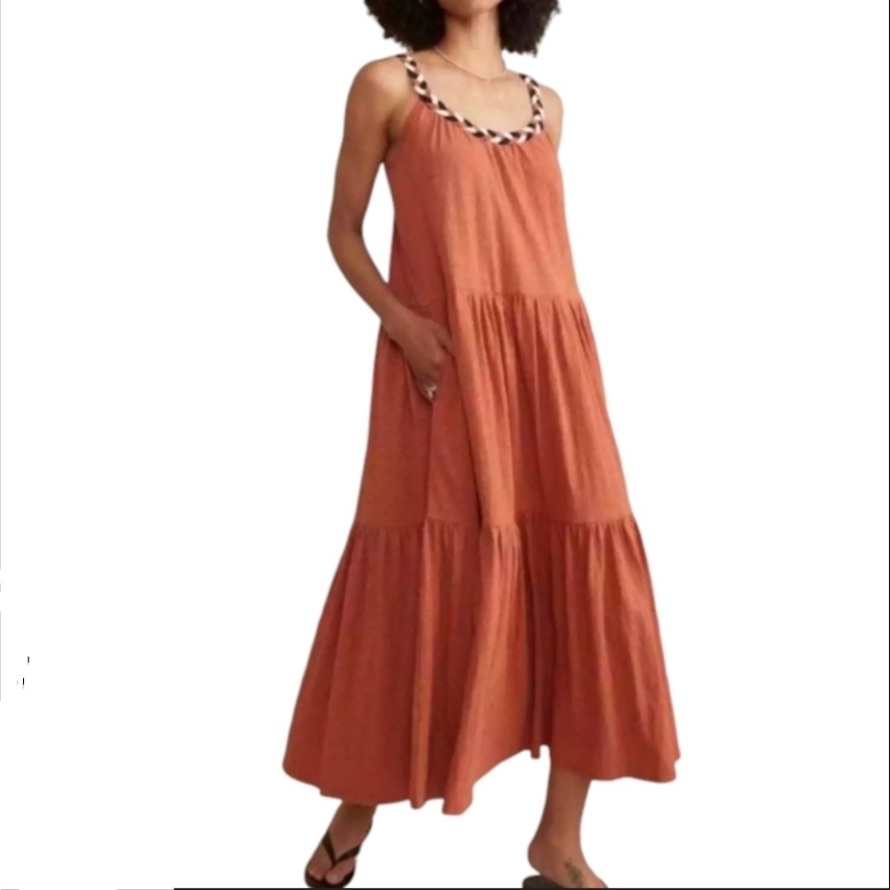 Marine Layer Orange Sleeveless Scoop Neck Sundress